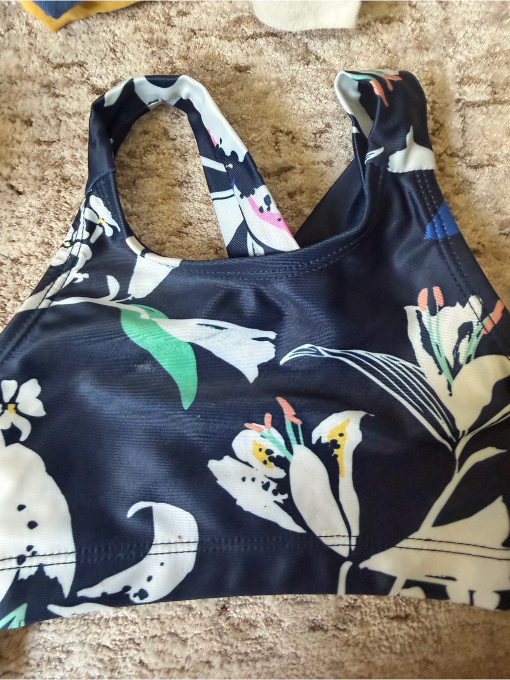 2T - Tea Collection Girls Navy Floral Bikini Tankini Top